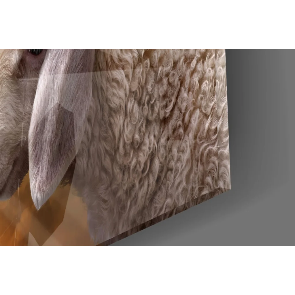 Fluffy cream sheep with curly wool in Divine Shepherd canvas wall art