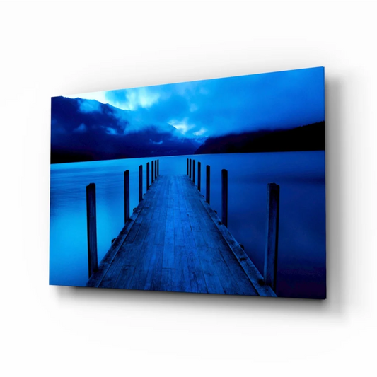 Dramatic Pier Blue Glass Wall Art for Modern Homes | Insigneart USA | vintageantiquesgifts.com