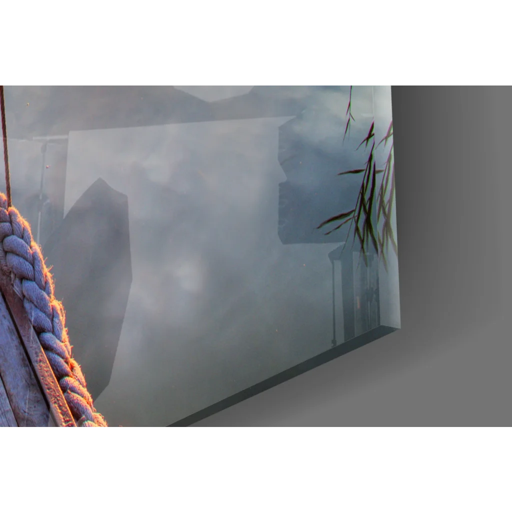 Muted blue-gray braided rope with reddish accents in Sunset Pier wall art