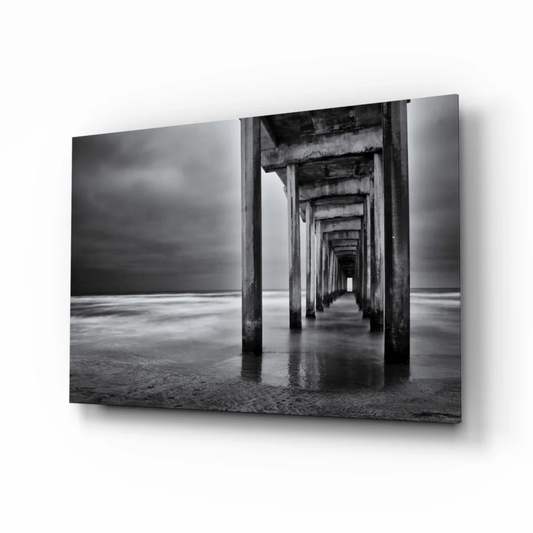 Stunning Pier Canvas Wall Art in Dramatic Black and White | Insigneart USA | vintageantiquesgifts.com