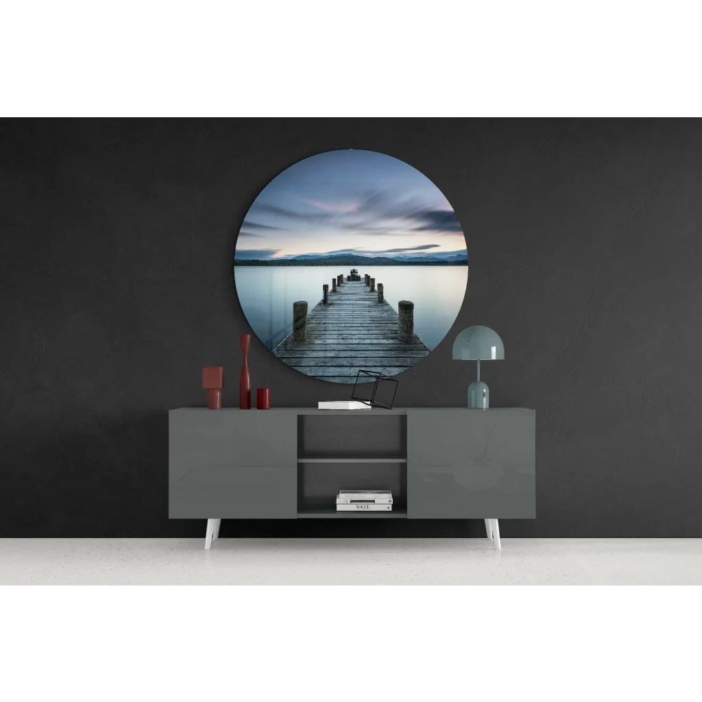 Twilight Dock Tempered Glass Art for Your Walls | Contemporary Home Wall Art | vintageantiquesgifts.com