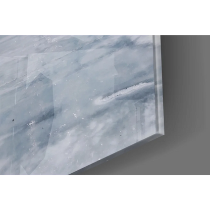 Stunning Ocean Pier glass wall art with blue marble pattern