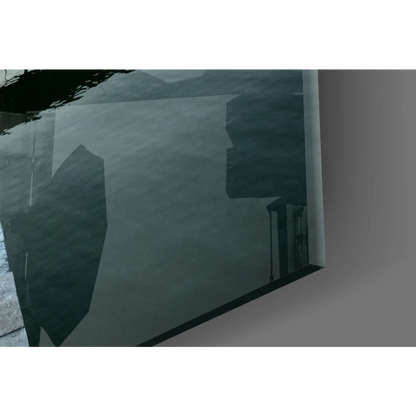 Sleek dark reflective glass wall art panel from Sunset Pier print