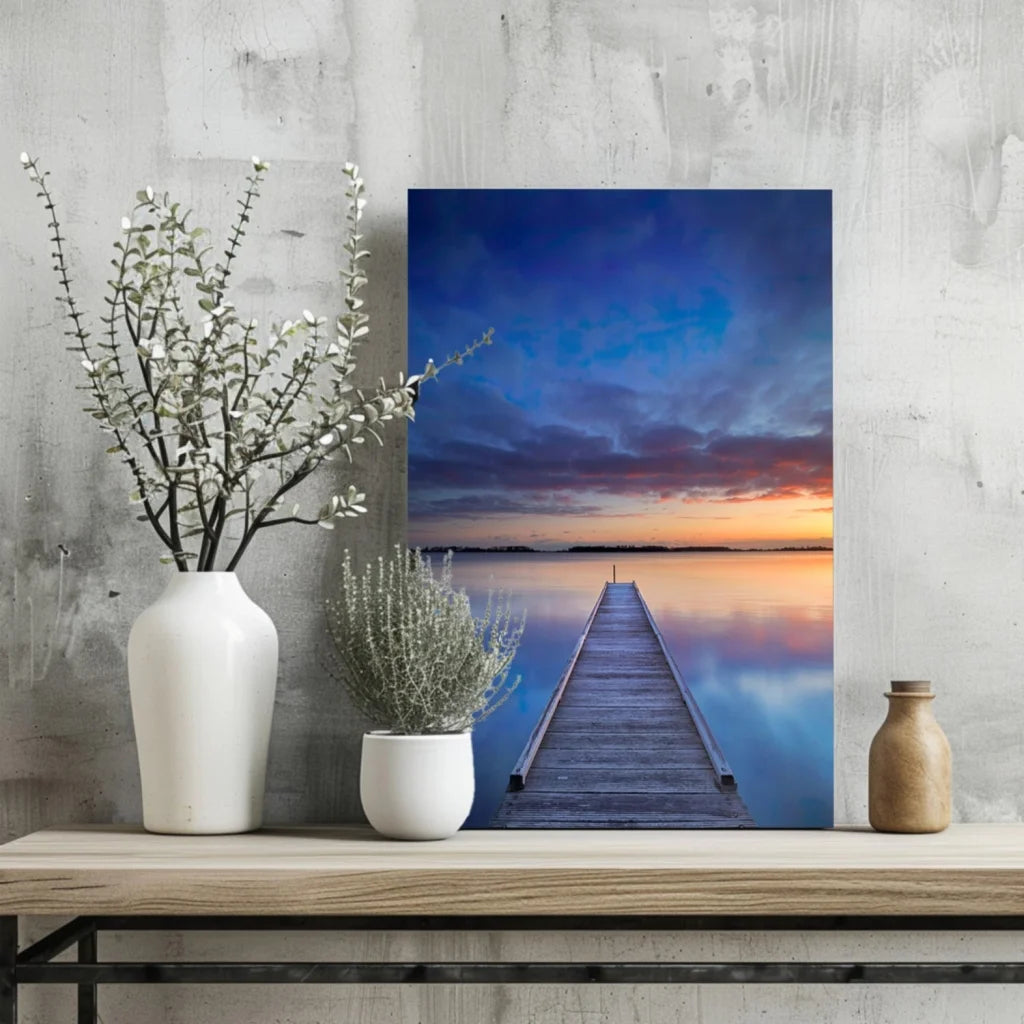 Twilight Pier Insigne Aluminum Prints Transform Your Space | Glass Wall Art Print | vintageantiquesgifts.com