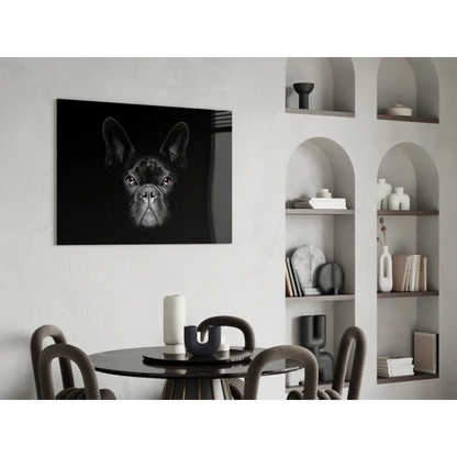 Black-and-white French bulldog canvas wall art portrait