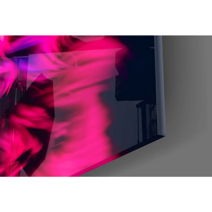 Vibrant pink purple neon dog sunglasses pop art on sleek glass wall art TV display