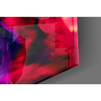 Translucent red and purple glass wall art panel for modern spaces