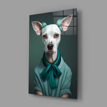 Chic Teal Pup Portrait Canvas Wall Art | Glass Wall Art Print | vintageantiquesgifts.com