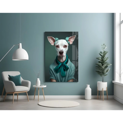 Chic Teal Pup Portrait Canvas Wall Art | Contemporary Home Wall Art | vintageantiquesgifts.com