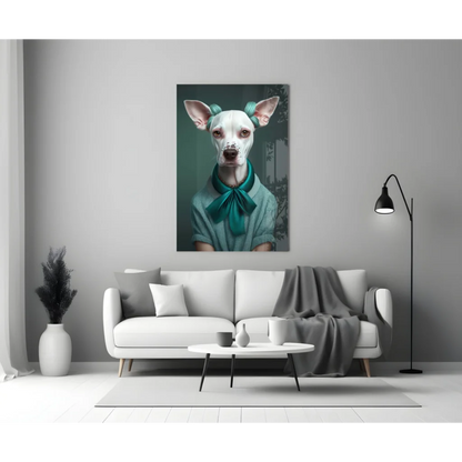Chic Teal Pup Portrait Canvas Wall Art | Modern Wall Art Decor | vintageantiquesgifts.com