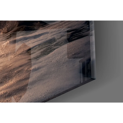 Sleek TV displaying Sunset Dolphin Leap glass wall art print