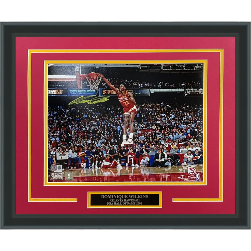 Dominique Wilkins autographed Atlanta Hawks dunk contest framed photo