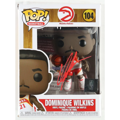 Dominique Wilkins signed Hawks Funko Pop vinyl figure with red autograph and JSA auth
