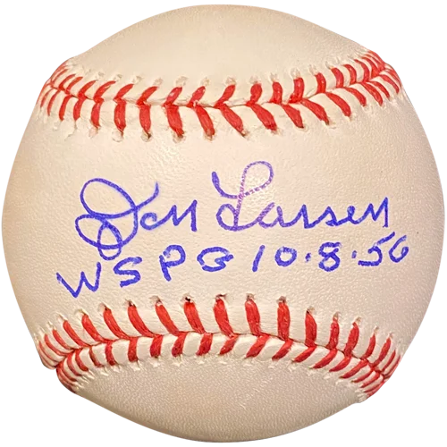 Don Larsen autographed MLB baseball with WS PG 10-8-56 inscription