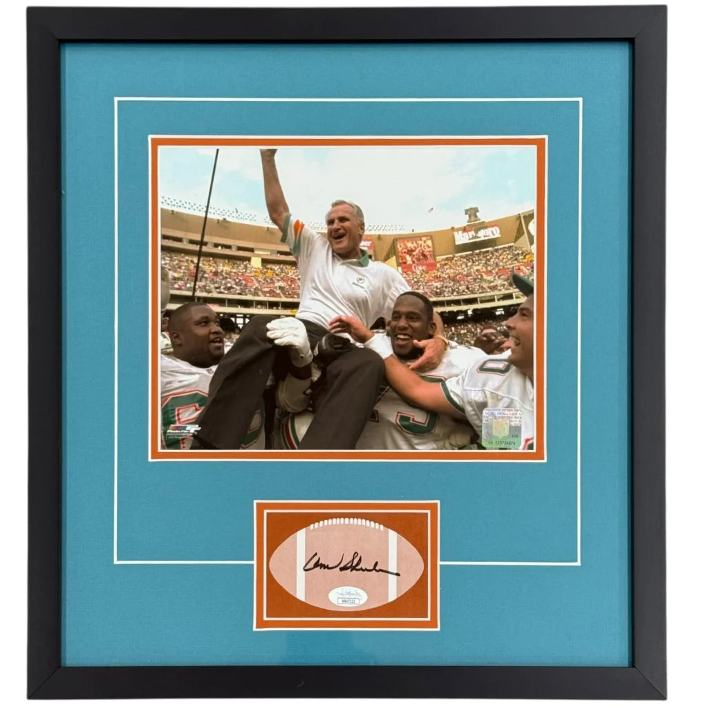 Don Shula autographed Miami Dolphins carried off field framed display