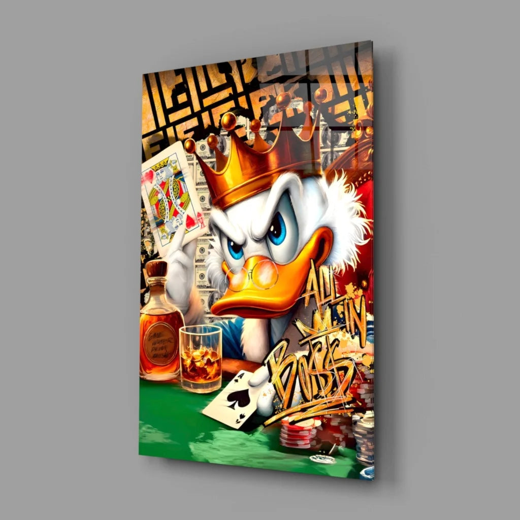 Donald Duck poker canvas wall art with crown and chips