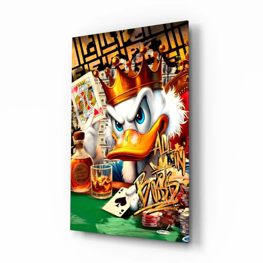 Donald Duck casino poker canvas wall art with crown and chips