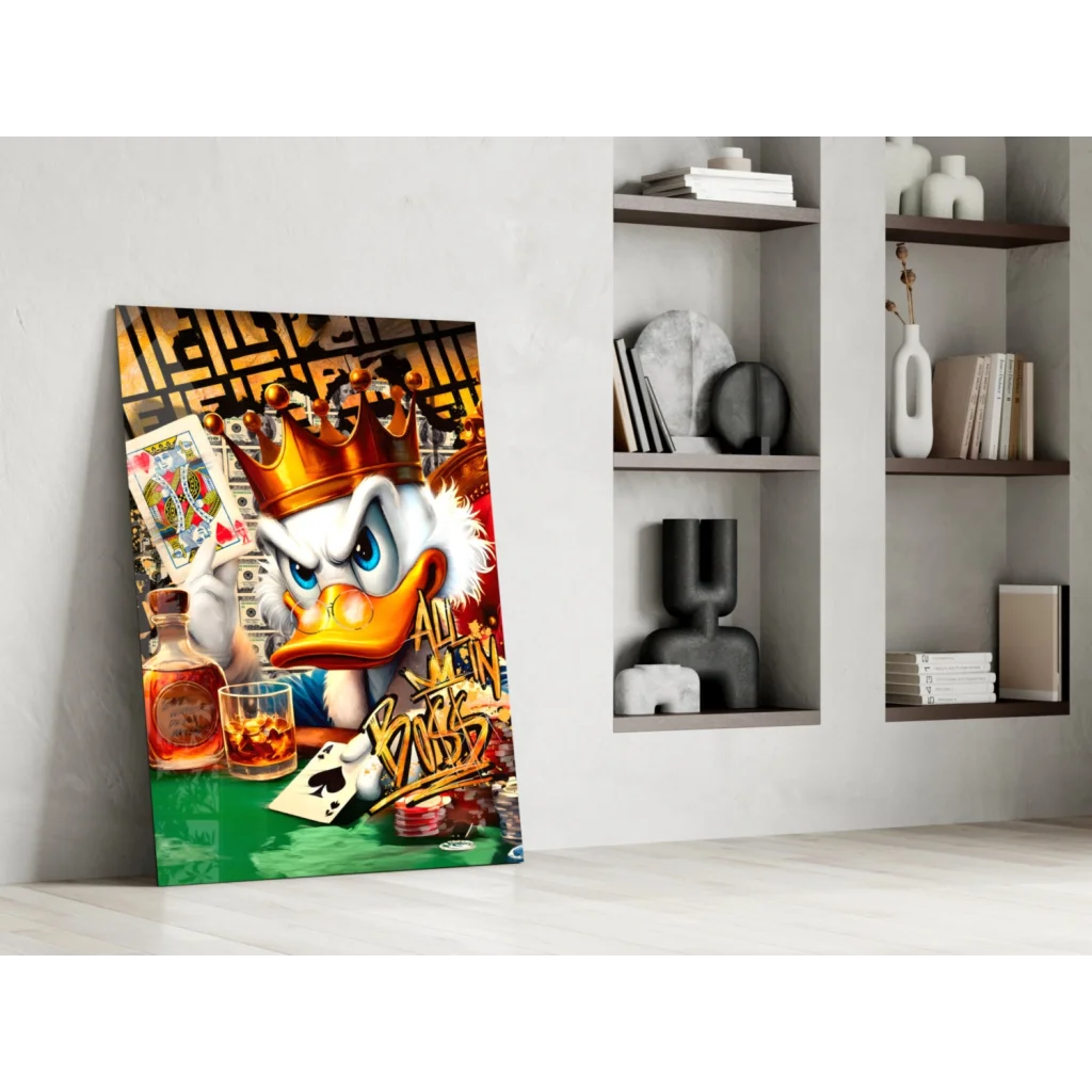 Donald Duck casino poker canvas wall art with crown and chips