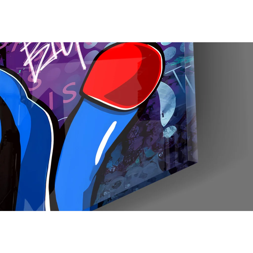 Glossy red and blue Donald Duck graffiti wall art print