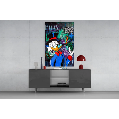 Vibrant Donald Duck graffiti wall art print on canvas