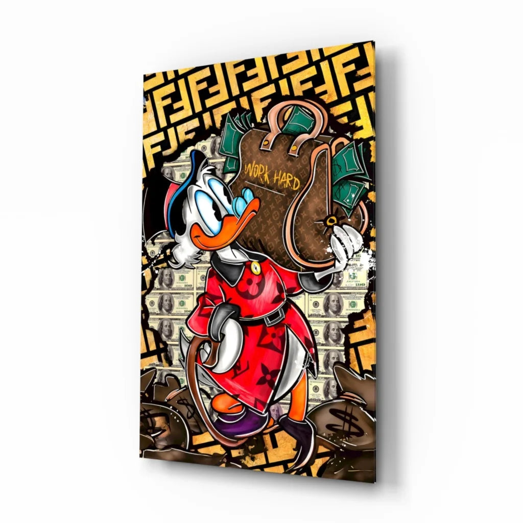Donald Duck luxury handbag wall art print with gold accents