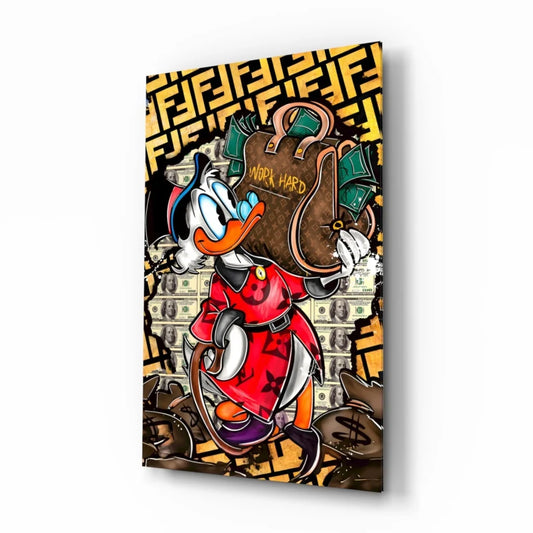 Donald Duck luxury handbag wall art print with gold accents