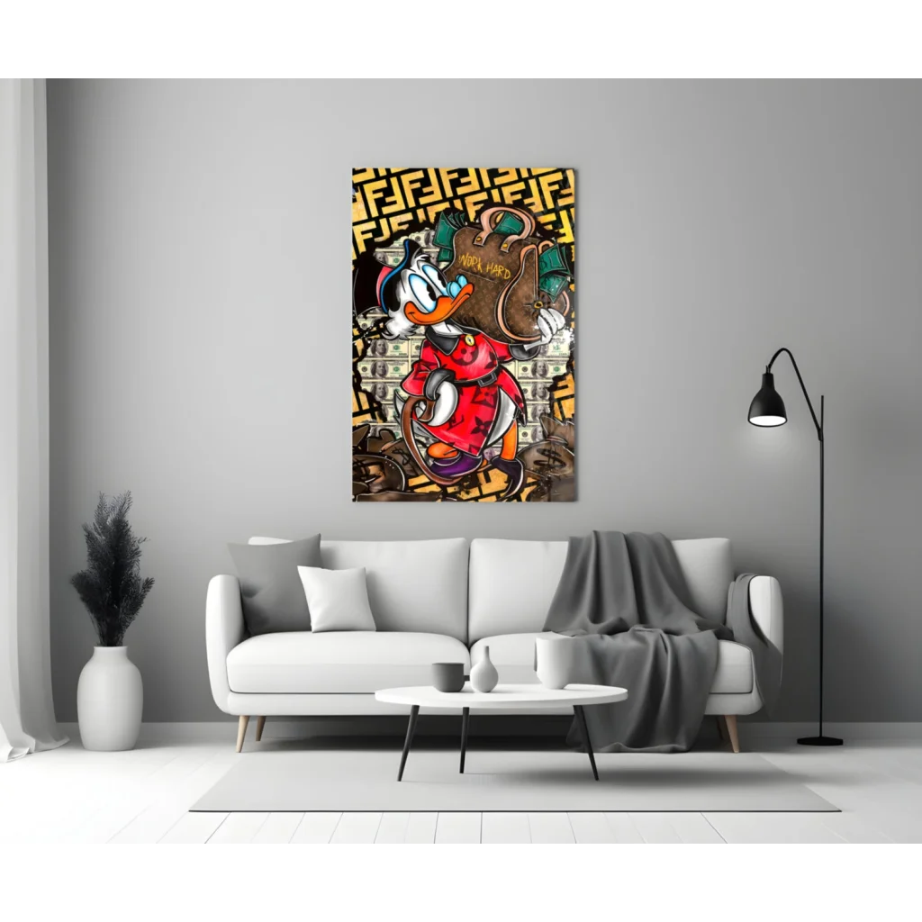 Donald Duck luxury canvas wall art print with gold accents
