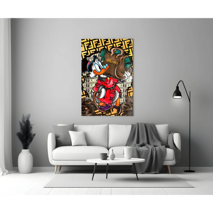 Donald Duck luxury canvas wall art print with gold accents