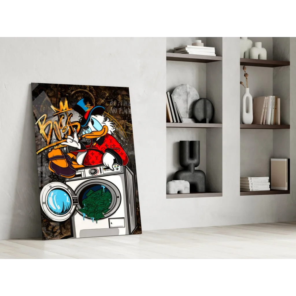 Donald Duck graffiti art on glass wall print