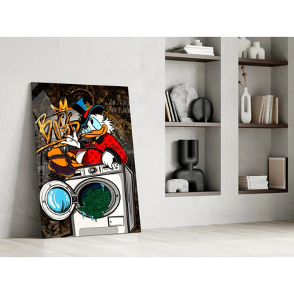 Donald Duck graffiti art on glass wall print