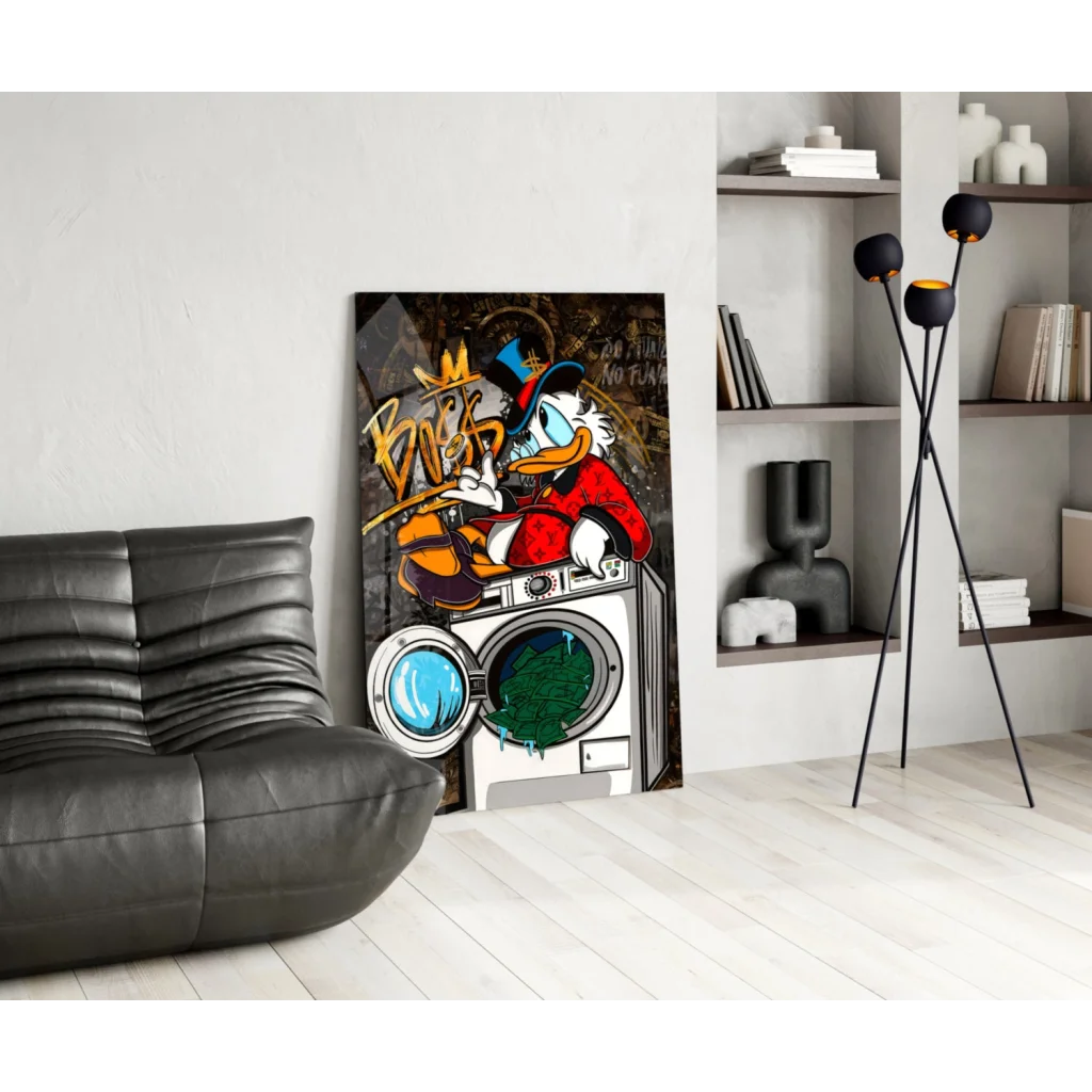 Vibrant Donald Duck graffiti glass wall art print