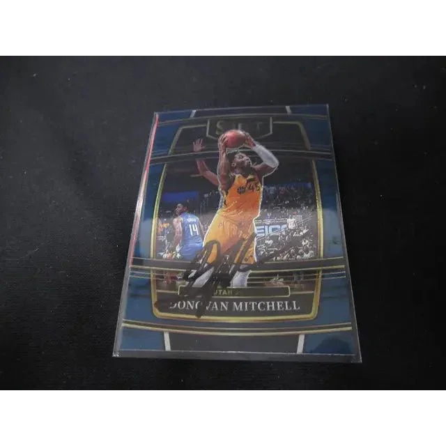 Donovan Mitchell signed trading card in protective sleeve with holographic authentication