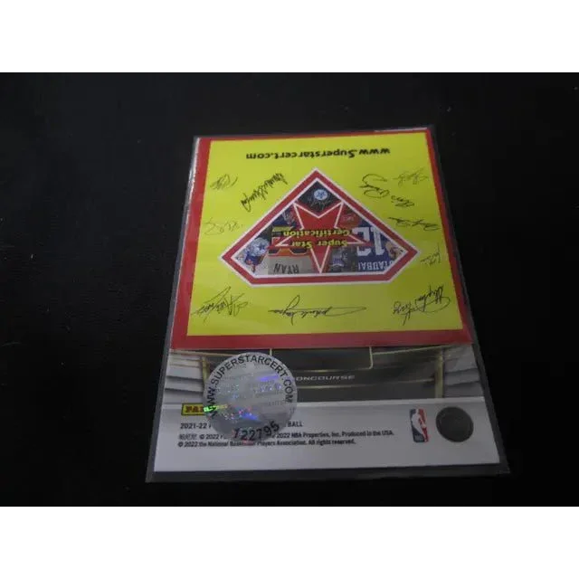 Donovan Mitchell signed trading card with holographic authentication and multiple signatures