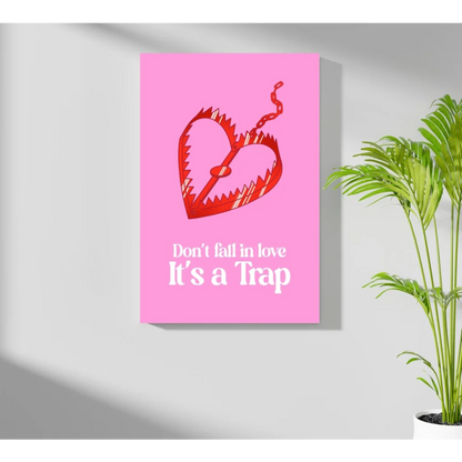 Pink heart snake dragon art print: Dont Fall in Love Its a Trap