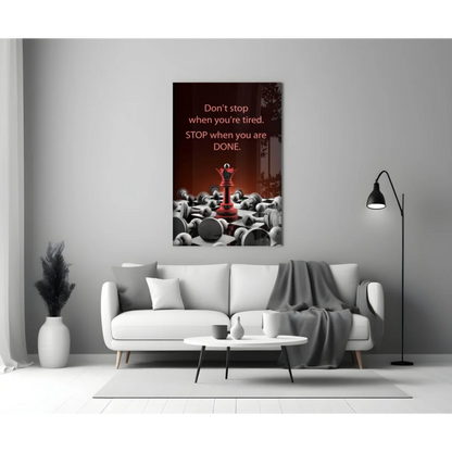 Red chess queen centerpiece on motivational wall art canvas print