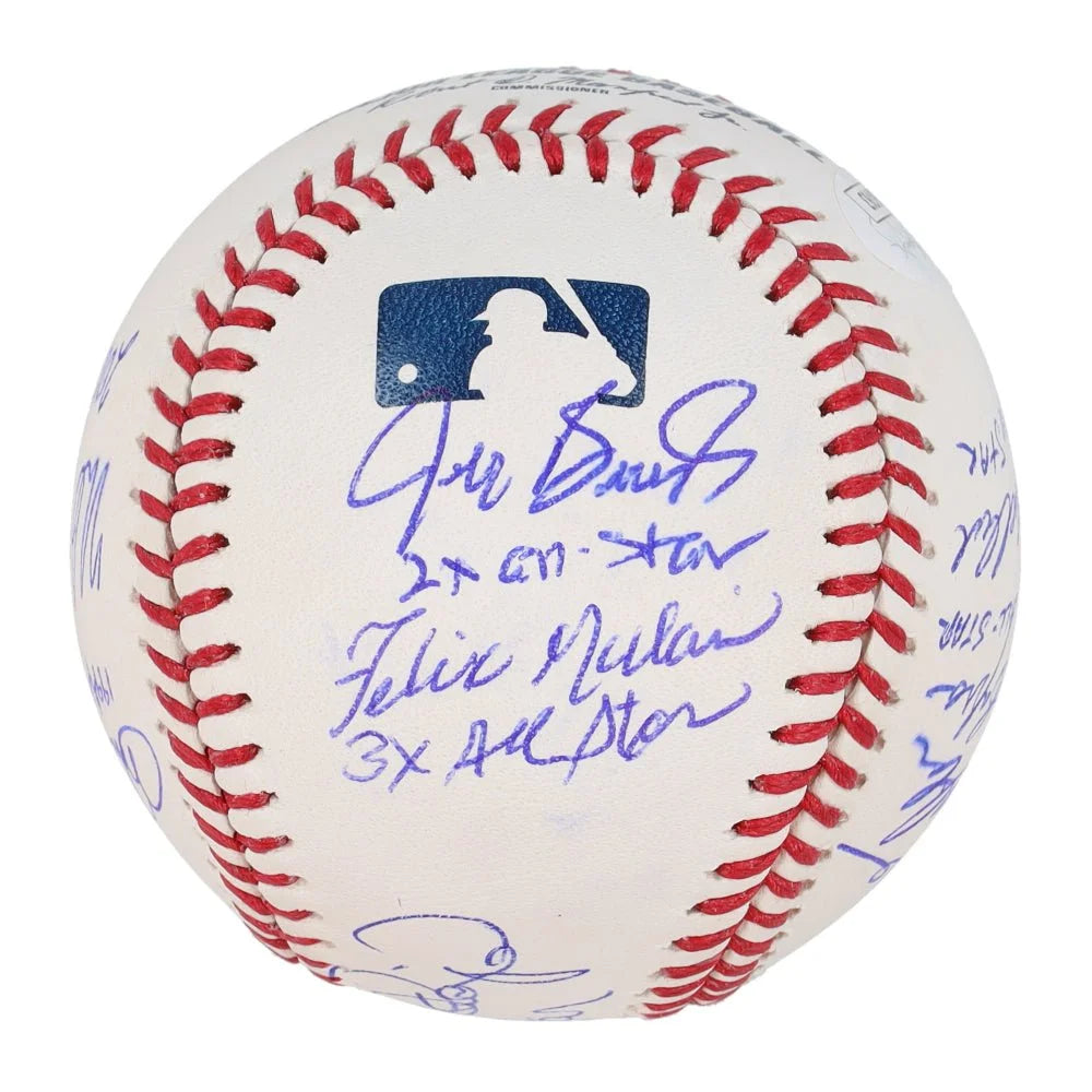 Autographed baseball with signatures from Doug Drabek, Jeff Burroughs, and Benito Santiago