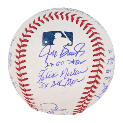 Autographed baseball with signatures from Doug Drabek, Jeff Burroughs, and Benito Santiago