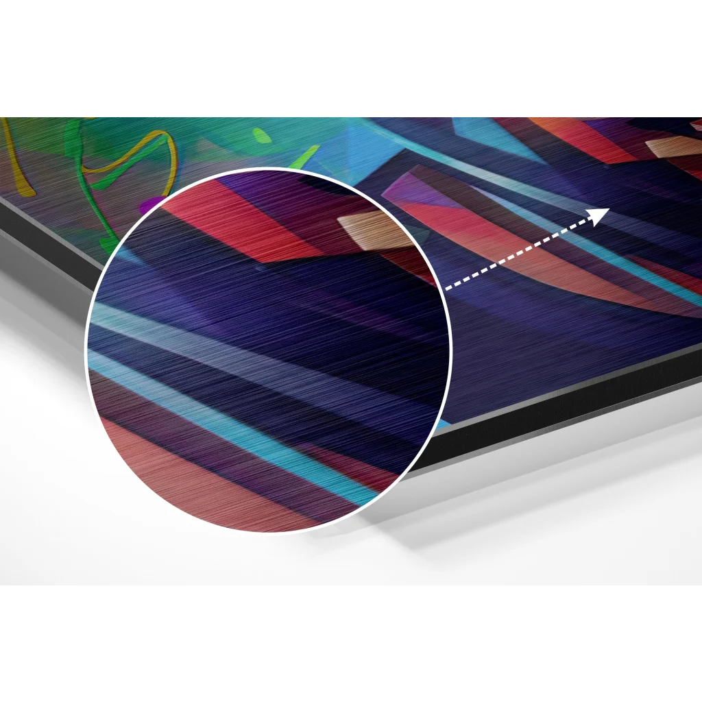 glass wall art Vibrant abstract geometric art on brushed aluminium dibond print