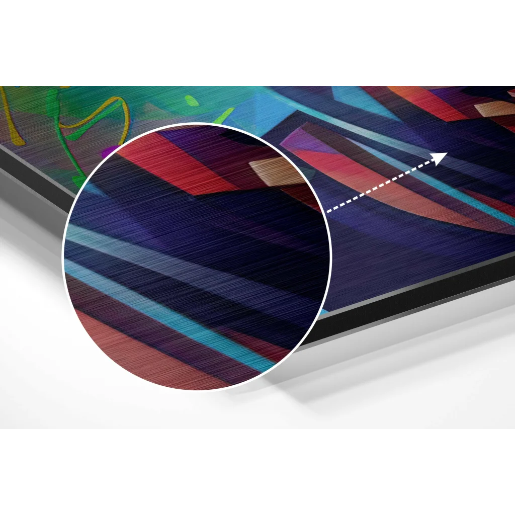 glass wall art Stunning brushed aluminium dibond geometric art print in vibrant blues