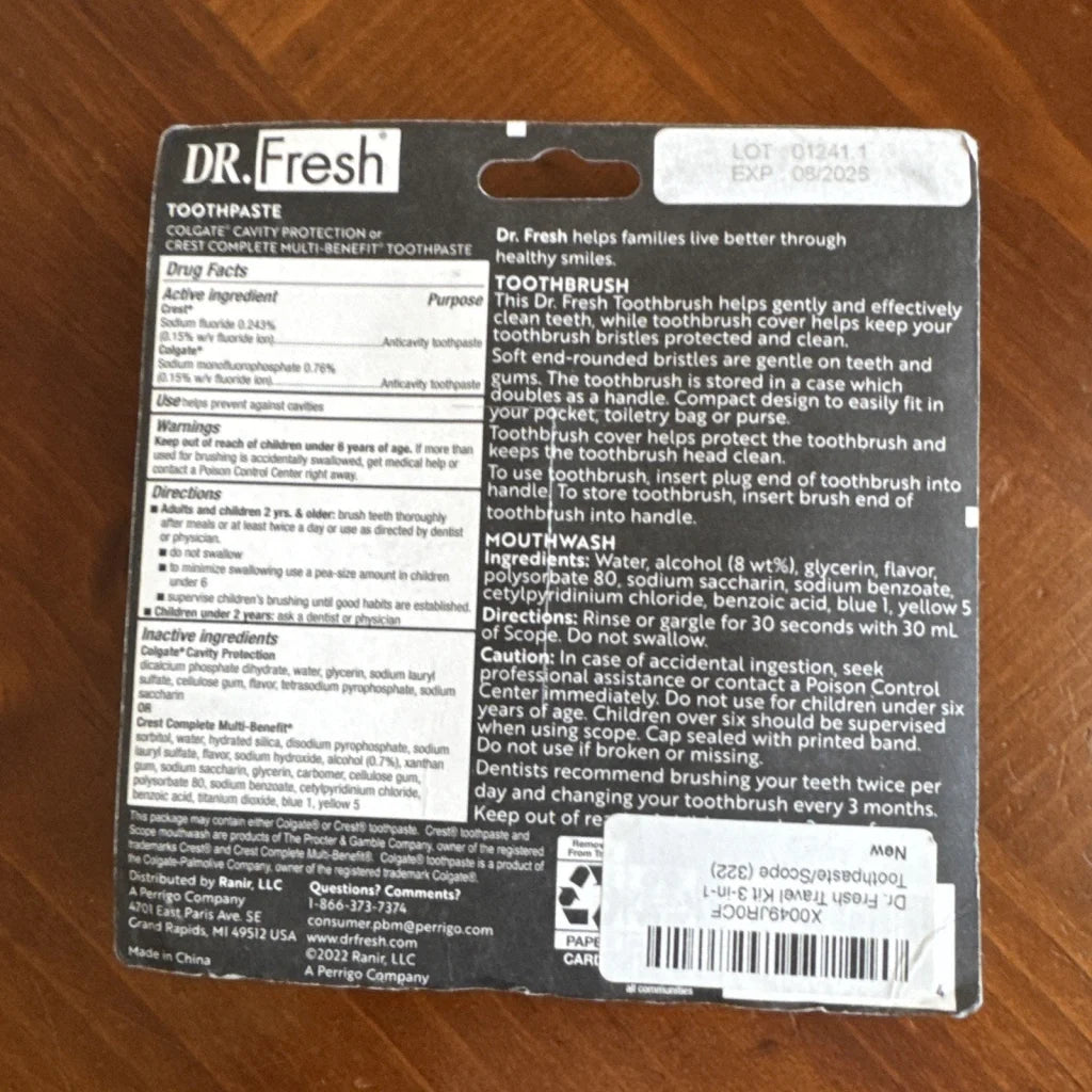 Dr. Fresh Travel Kit 3-in-1 toothpaste Scope black and white Dr. exp 08/26