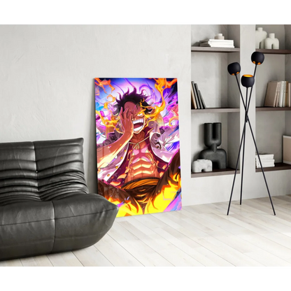 Vibrant Dragon Ball Z Flame Power anime character in action wall art canvas print