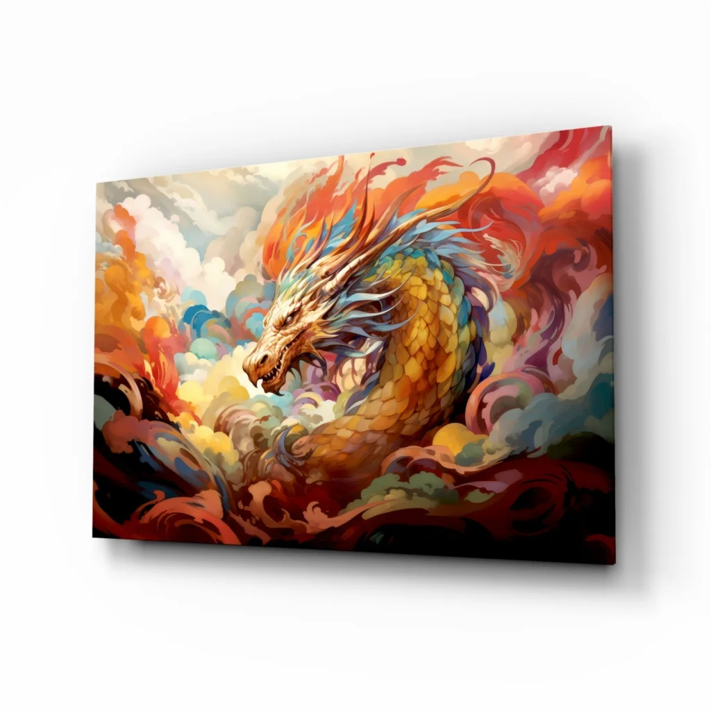 Fiery Dragon Canvas Wall Art Explodes With Color | Insigneart USA | vintageantiquesgifts.com