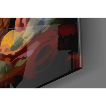 Fiery Dragon vibrant abstract wall art with bold reds, yellows, and greens