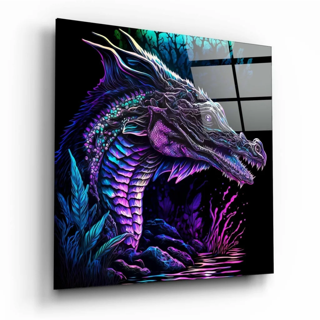 Neon Dragon Glass Wall Art That Glows Like Magic | Insigneart USA | vintageantiquesgifts.com