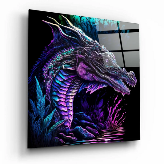 Neon Dragon Glass Wall Art That Glows Like Magic | Insigneart USA | vintageantiquesgifts.com