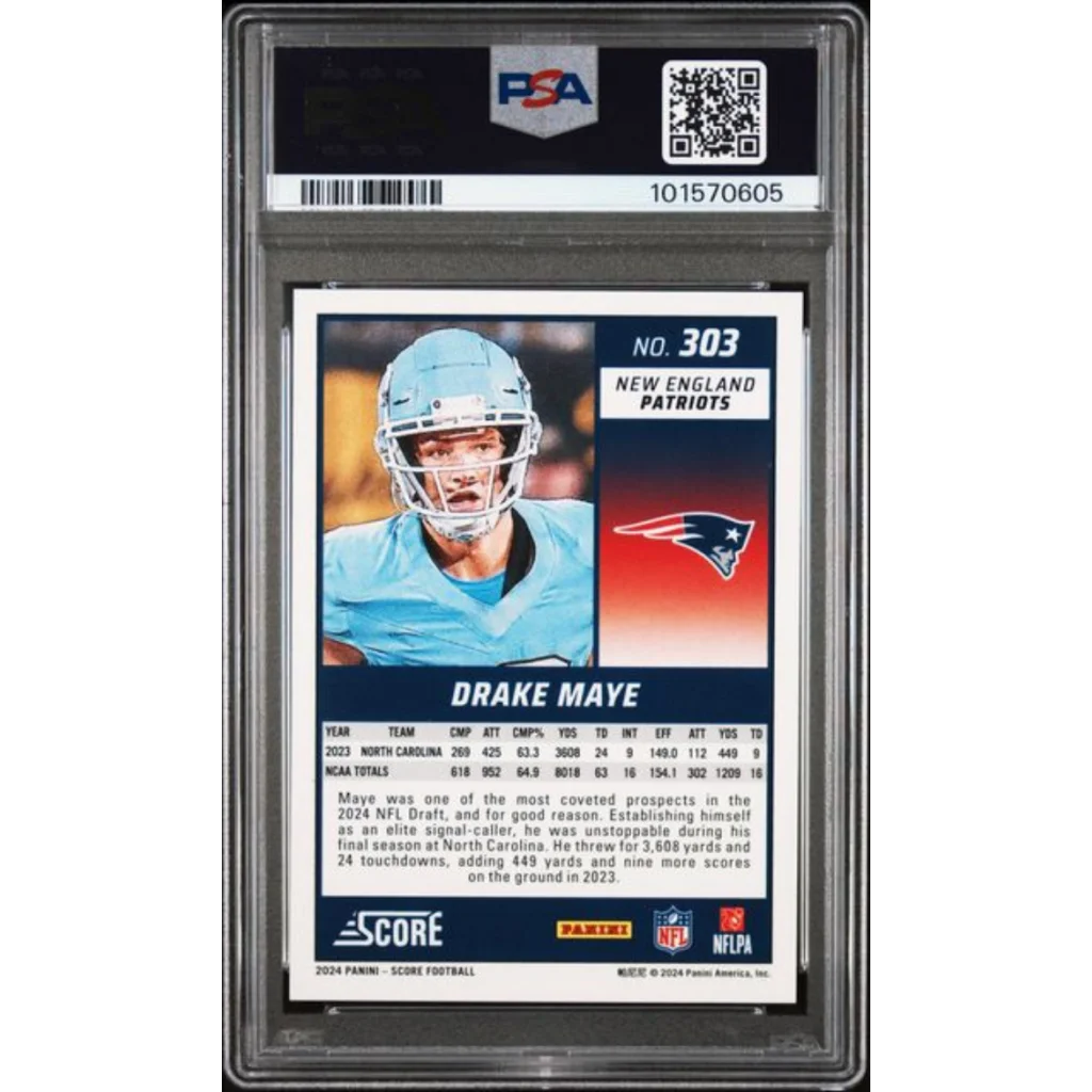 2023 Score #303 Drake Maye Rookie Card PSA 10 Patriots