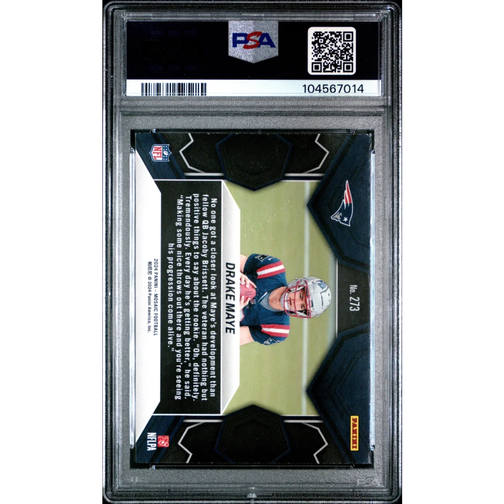 Drake Maye 2019 Panini Mosaic Football Card #73 Silver Black Jersey Patch PSA 10