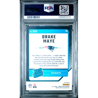2021 Panini Donruss Optic Drake Maye PSA 10 Blue Hyper Rookie Card
