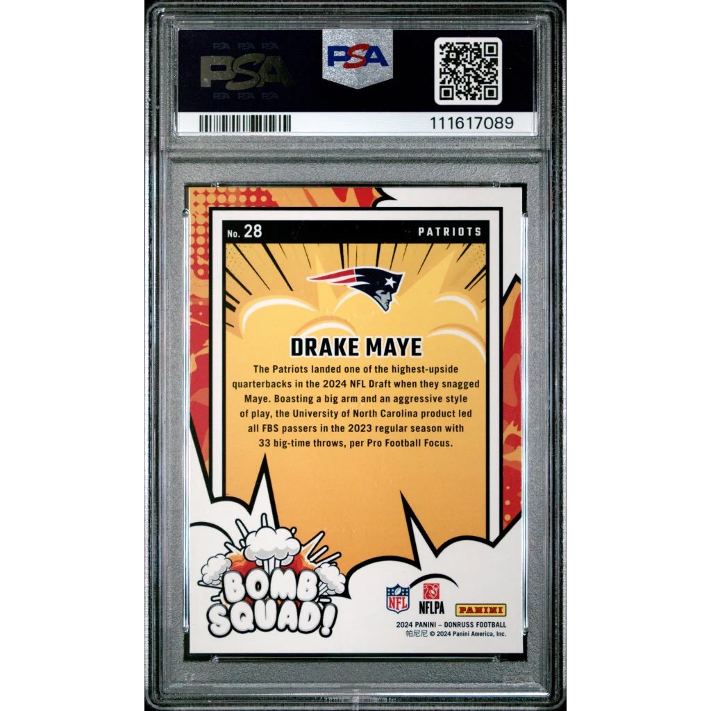 2024 Panini Donruss Drake Maye #28 Patriots PSA Graded Rookie Card