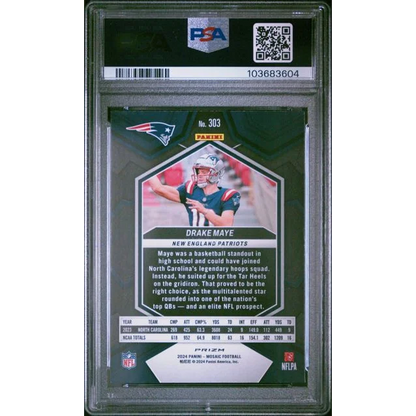Drake Maye PSA Graded Mosaic Reactive Yellow Patriots Rookie Card